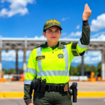 Policía en control vial soleado